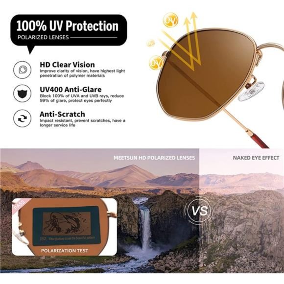 2 Pack Polarized Hexagon Sunglasses Women Polygon Sun Glasses UV400 Protection - Picture 5 of 6